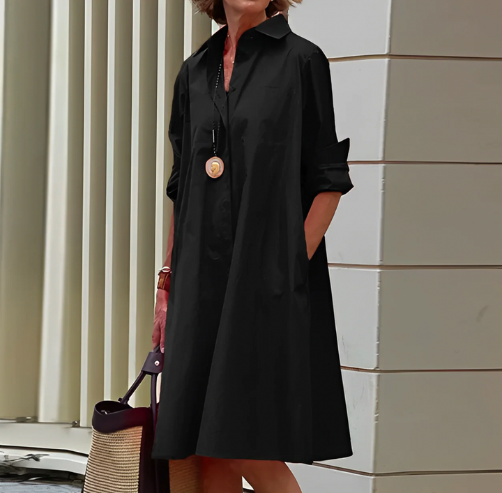 Damen Oversize Hemdblusenkleid | Lange Ärmel