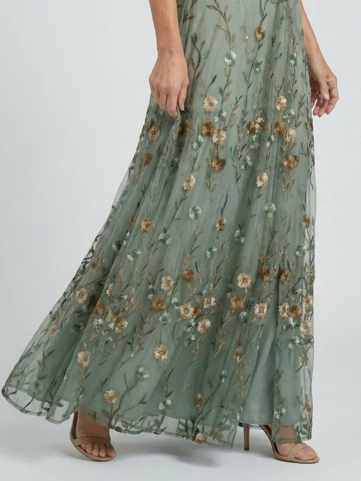 Damen Abendkleid mit V-Ausschnitt | Maxi