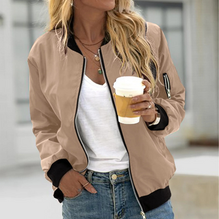 Kobieca Casual Kurtka Bomber z Zippem | Lekka