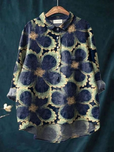 Damen Sommerbluse mit Blumenmuster | Kurzarm