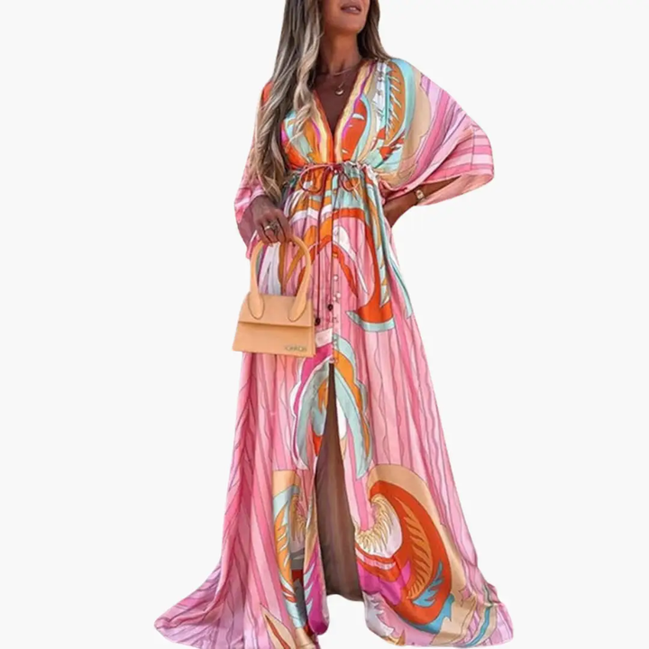 Damen Sommerkleid mit V-Ausschnitt | Maxi