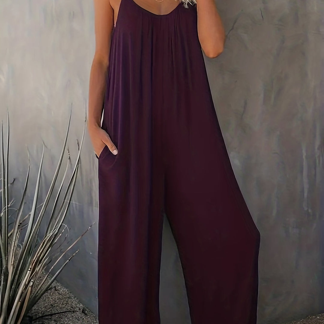 Women's Jumpsuit with Thin Straps | Wide Legs