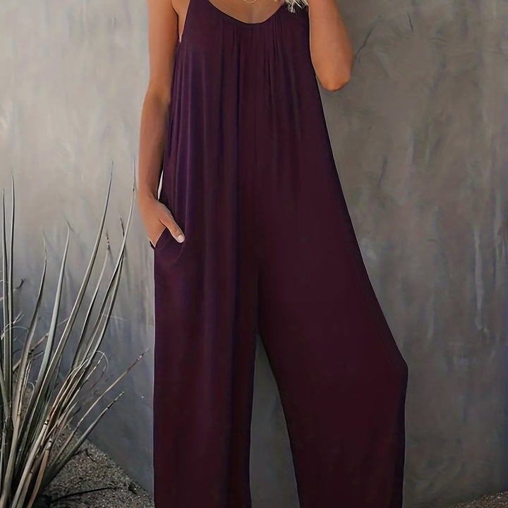 Women's Jumpsuit with Thin Straps | Wide Legs