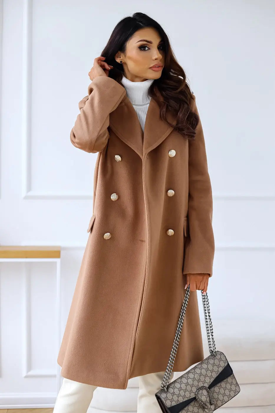 Damen Langer Wintermantel | Figurbetonter Schnitt