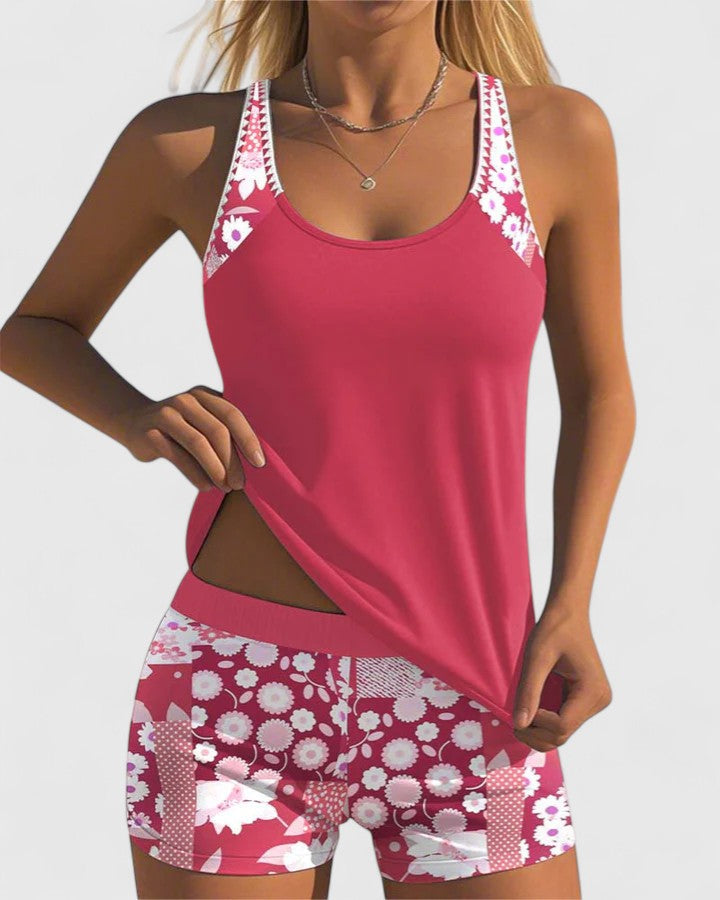 Damen Tankini-Top und Shorts | Mit Print