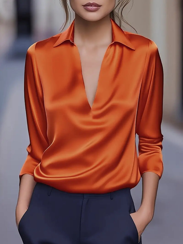 Damen Bluse mit langen Ärmeln | V-Ausschnitt