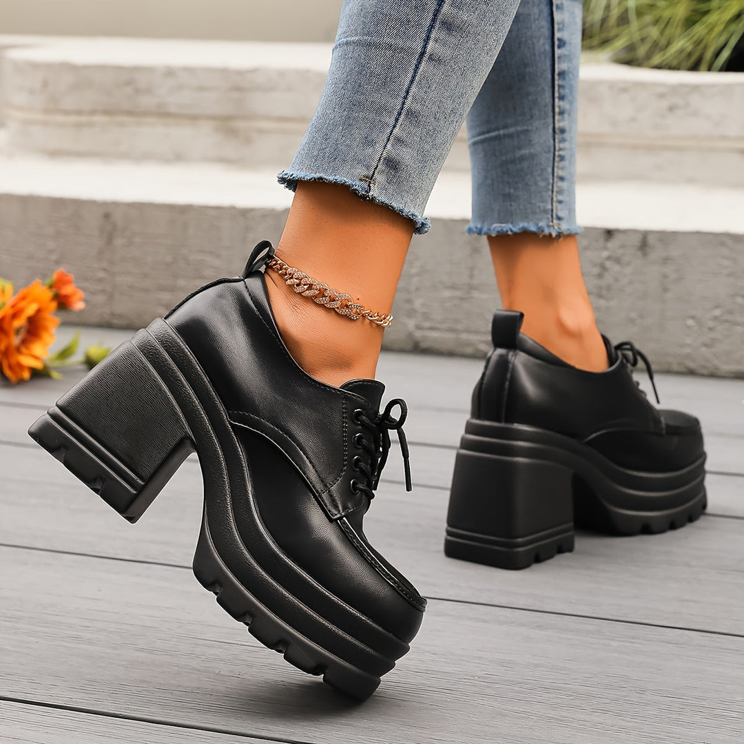Damen Schnür-Schuhe mit Absatz | Plateau
