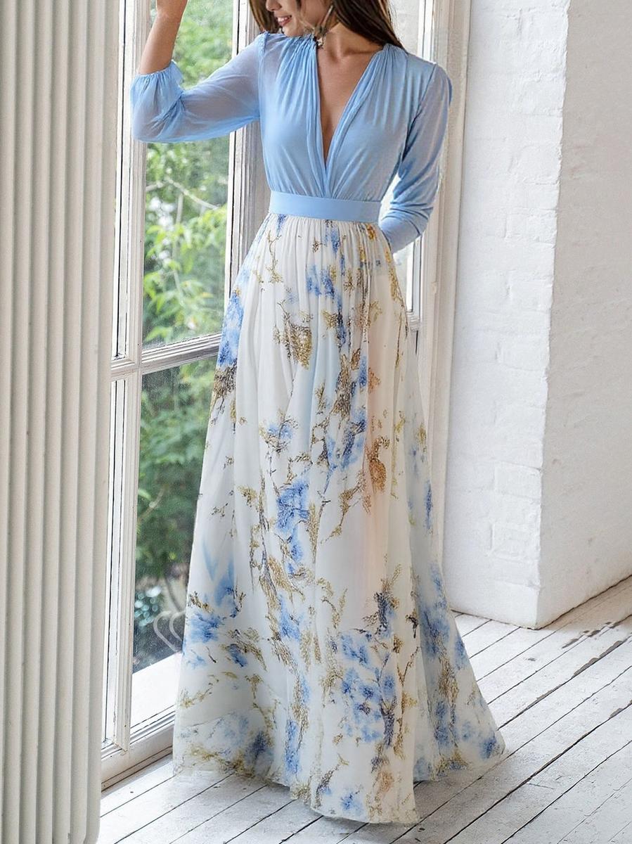 Damen Abendkleid mit V-Ausschnitt | Maxi