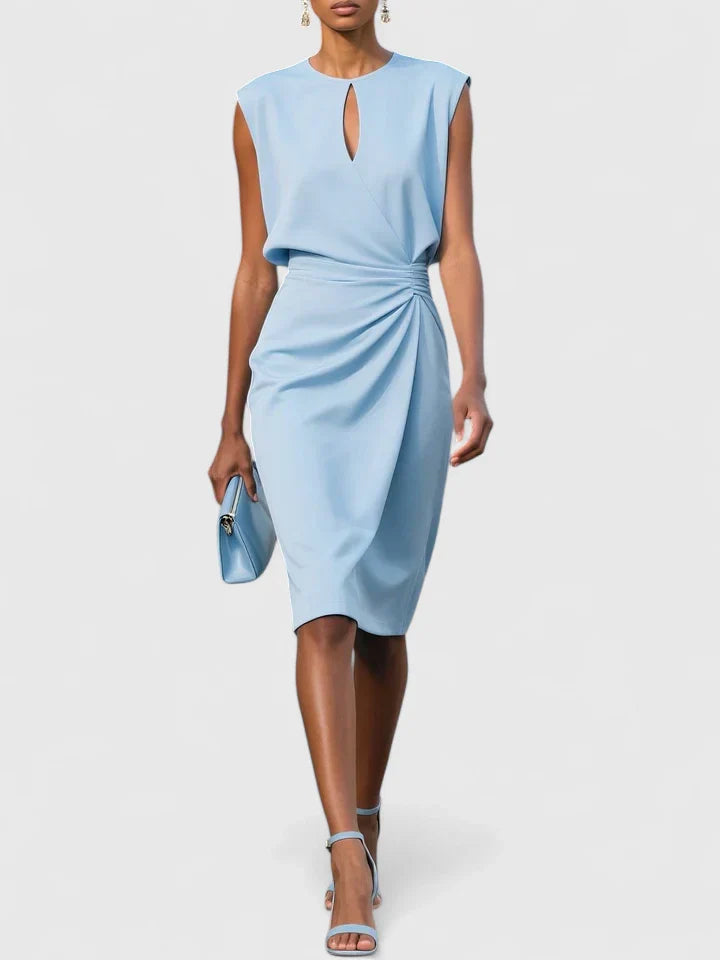 Damen gerafftes Abendkleid | Midi