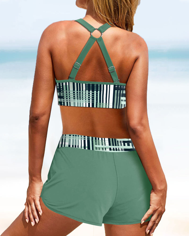 Gemustertes Damen Bikini-Set | Hohe Taille
