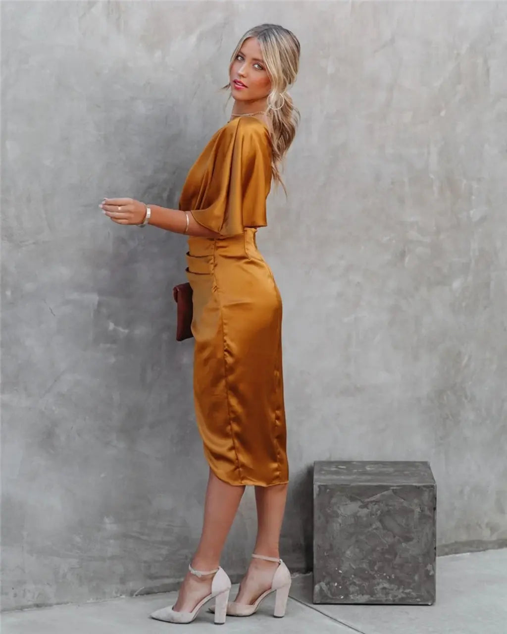 Damen Kleid Ein-Schulter | Midi