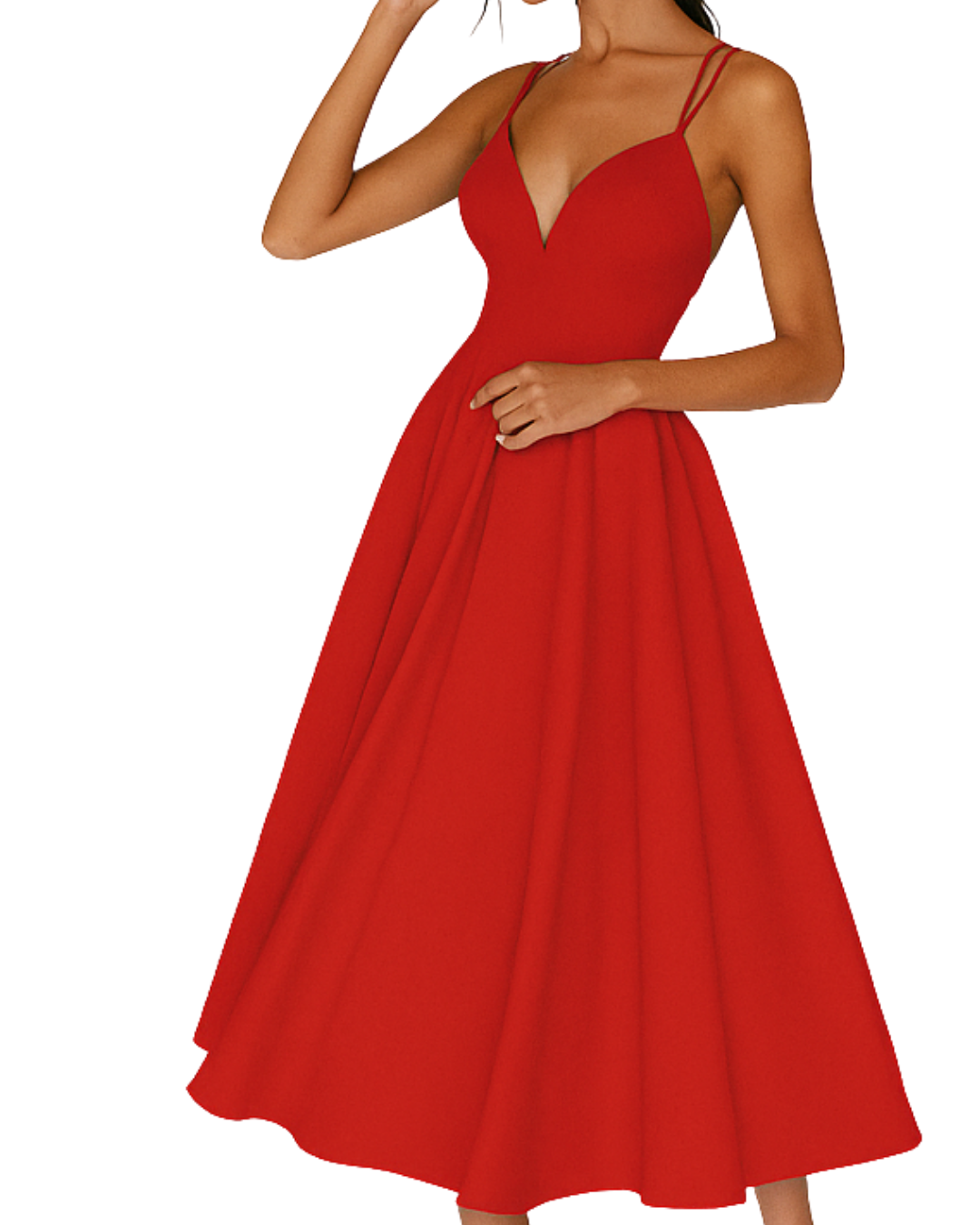 Damen Hochzeitskleid mit Trägern | Midi