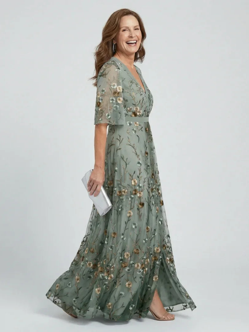 Damen Abendkleid mit V-Ausschnitt | Maxi