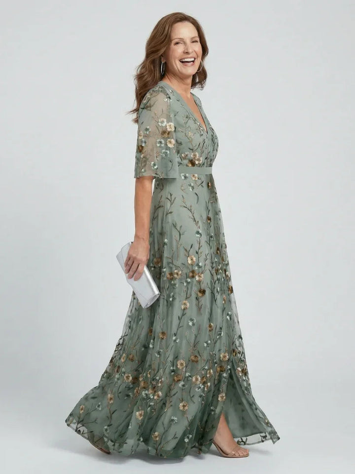 Damen Abendkleid mit V-Ausschnitt | Maxi