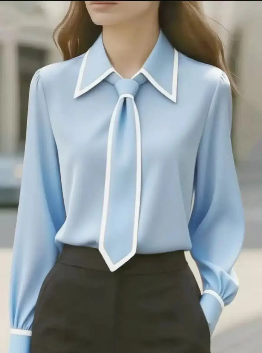 Damen Bluse mit Bindung am Hals | Langarm