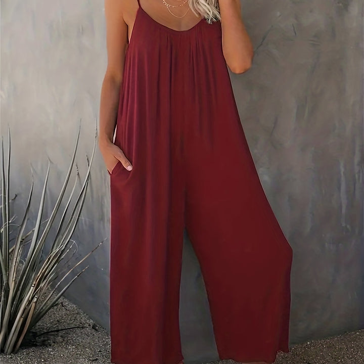 Women's Jumpsuit with Thin Straps | Wide Legs