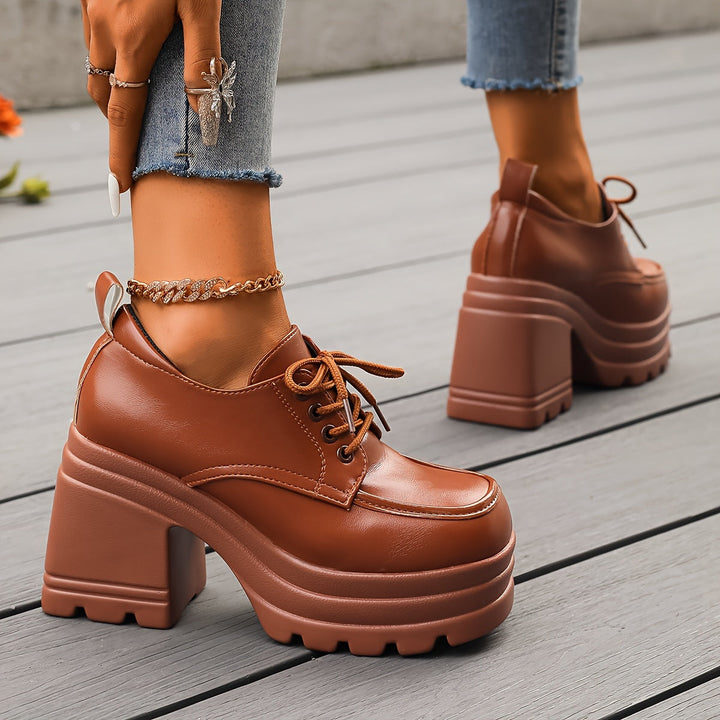 Damen Schnür-Schuhe mit Absatz | Plateau