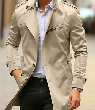 Męski Trencz Dwurzędowy | Slim Fit