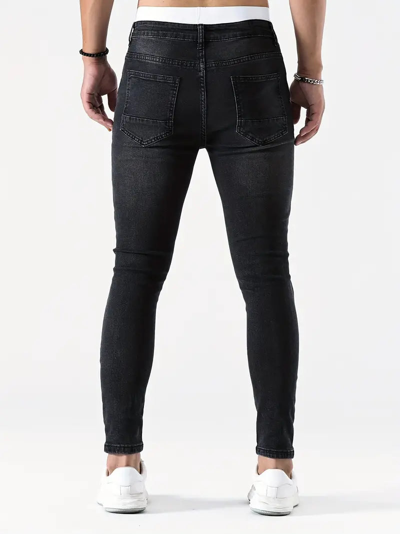 Men's Skinny Jeans with Distressing | Aged Look