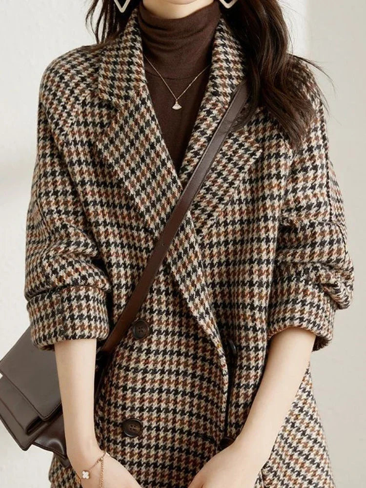 Damen Winter Blazer | Hahnentrittmuster