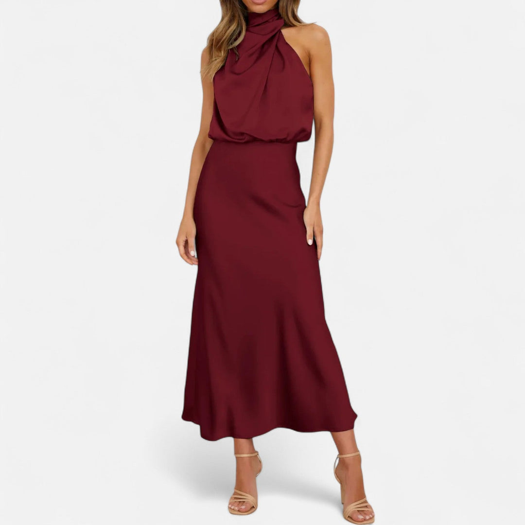 Damen Abendkleid mit hohem Ausschnitt | Maxi
