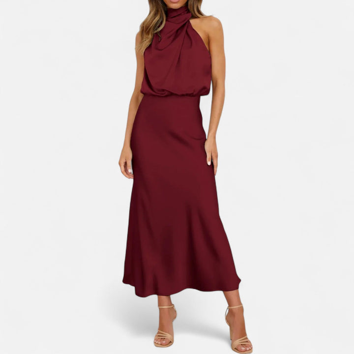 Damen Abendkleid mit hohem Ausschnitt | Maxi