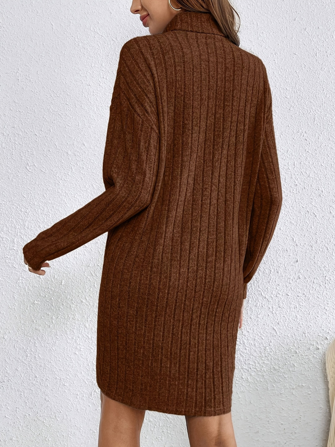 Damen Winterkleid mit langen Ärmeln | Gerippt, Mini