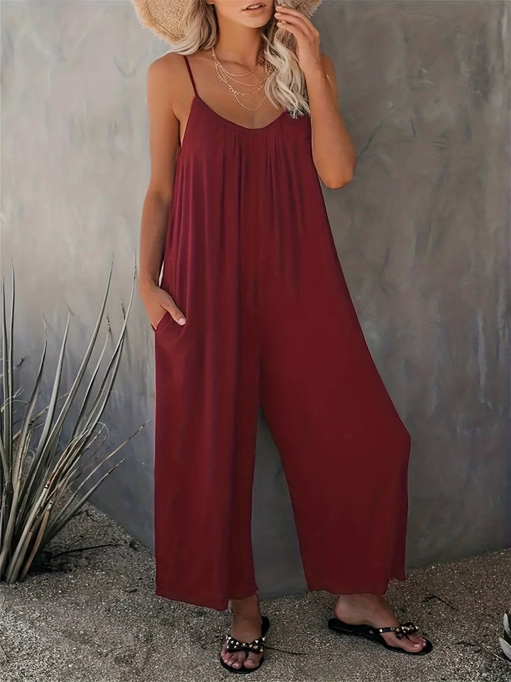 Women's Jumpsuit with Thin Straps | Wide Legs