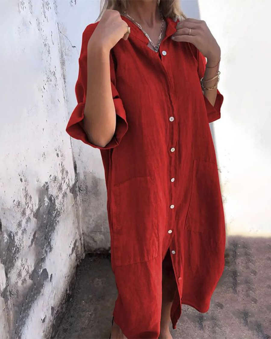 Women's Loose Shirt Dress | Midi