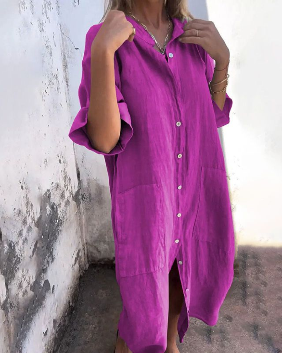 Women's Loose Shirt Dress | Midi