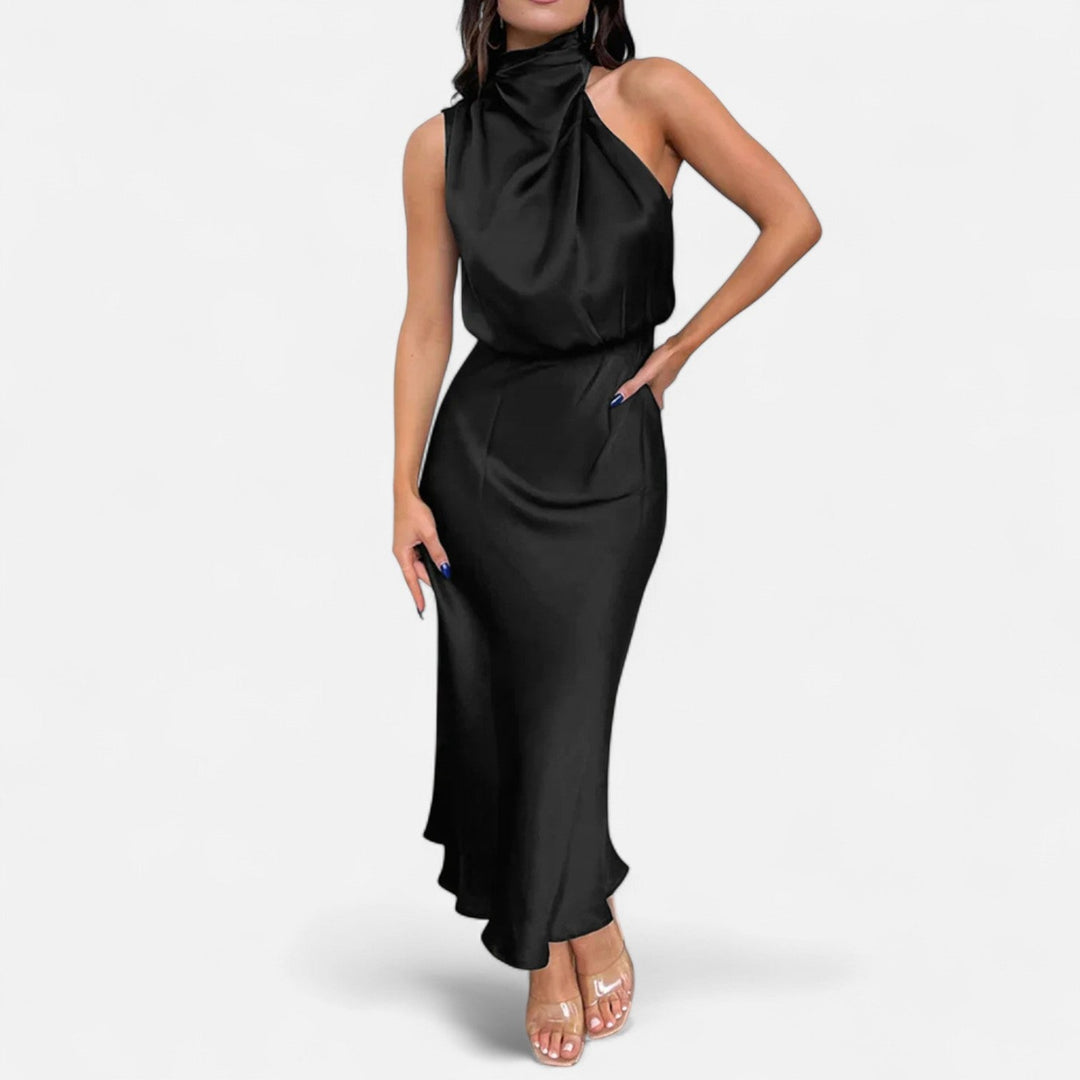 Damen Abendkleid mit hohem Ausschnitt | Maxi