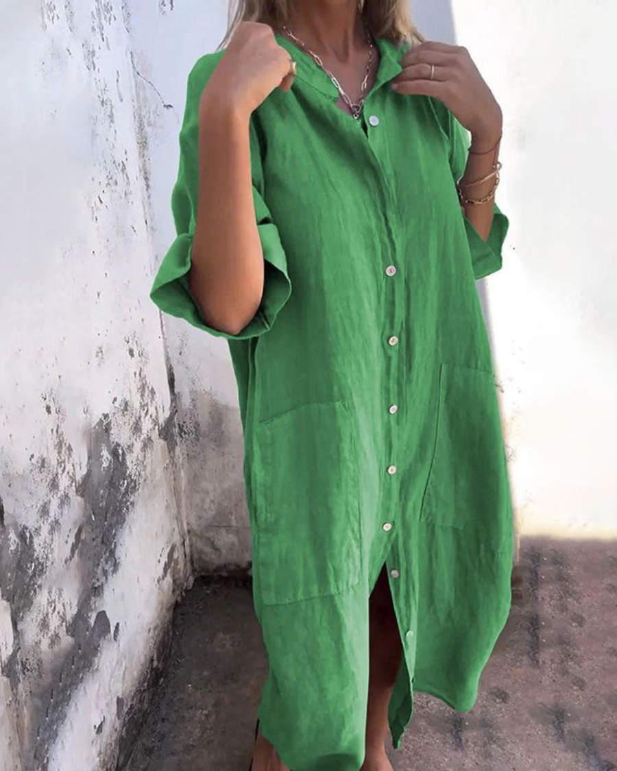 Women's Loose Shirt Dress | Midi