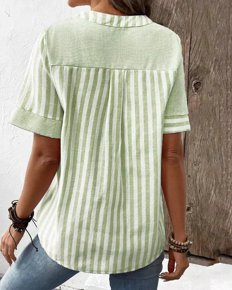 Damen Bluse mit Streifen | Knöpfe