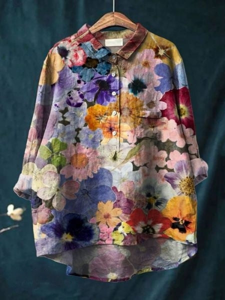 Damen Sommerbluse mit Blumenmuster | Kurzarm