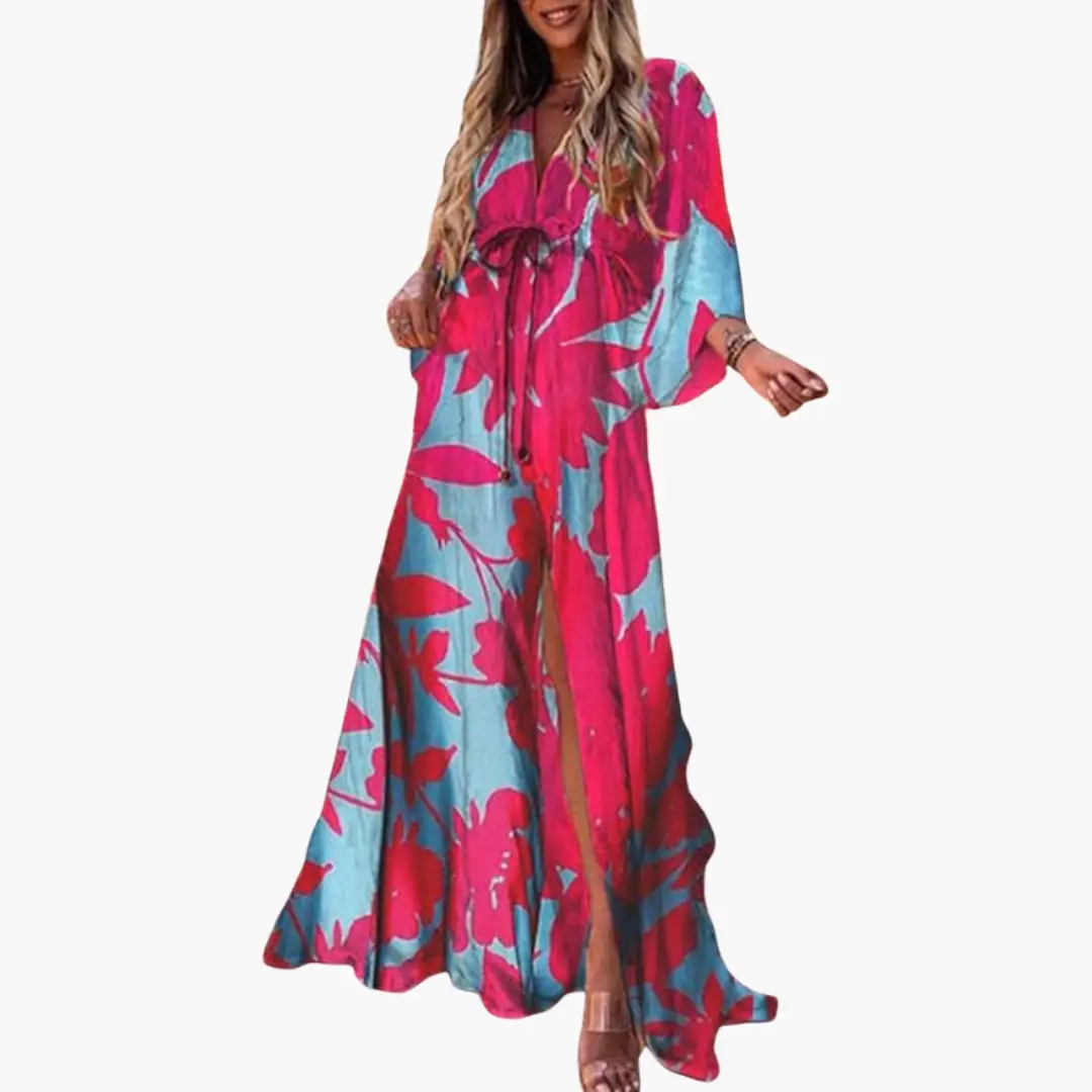 Damen Sommerkleid mit V-Ausschnitt | Maxi