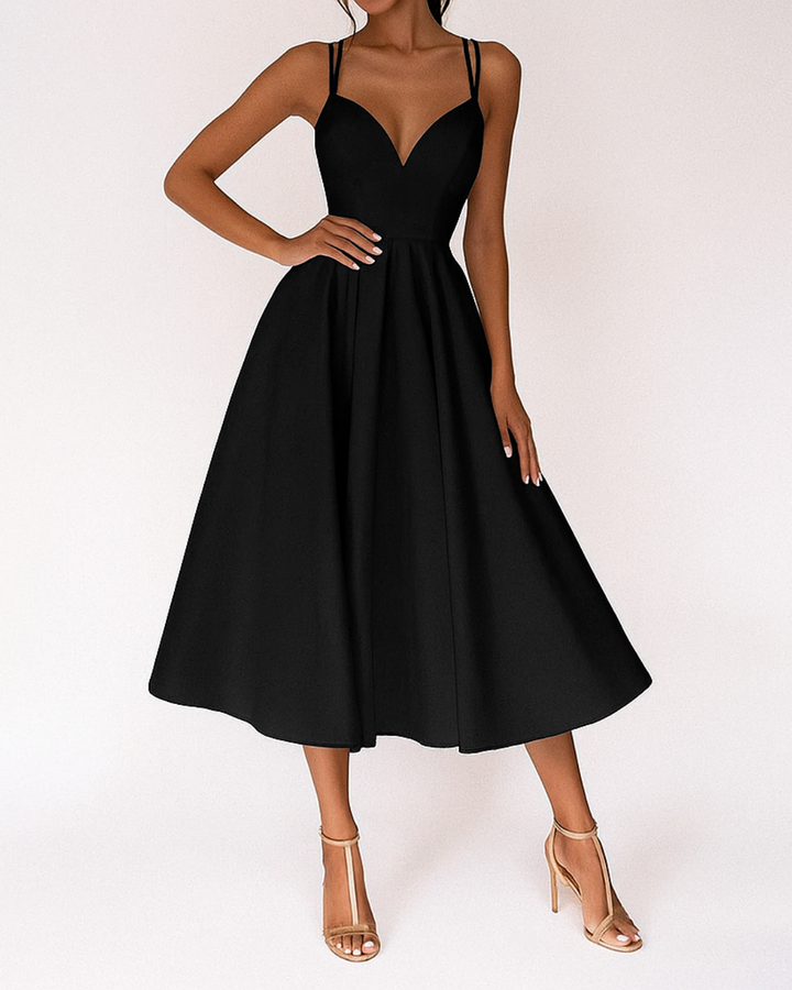 Damen Hochzeitskleid mit Trägern | Midi