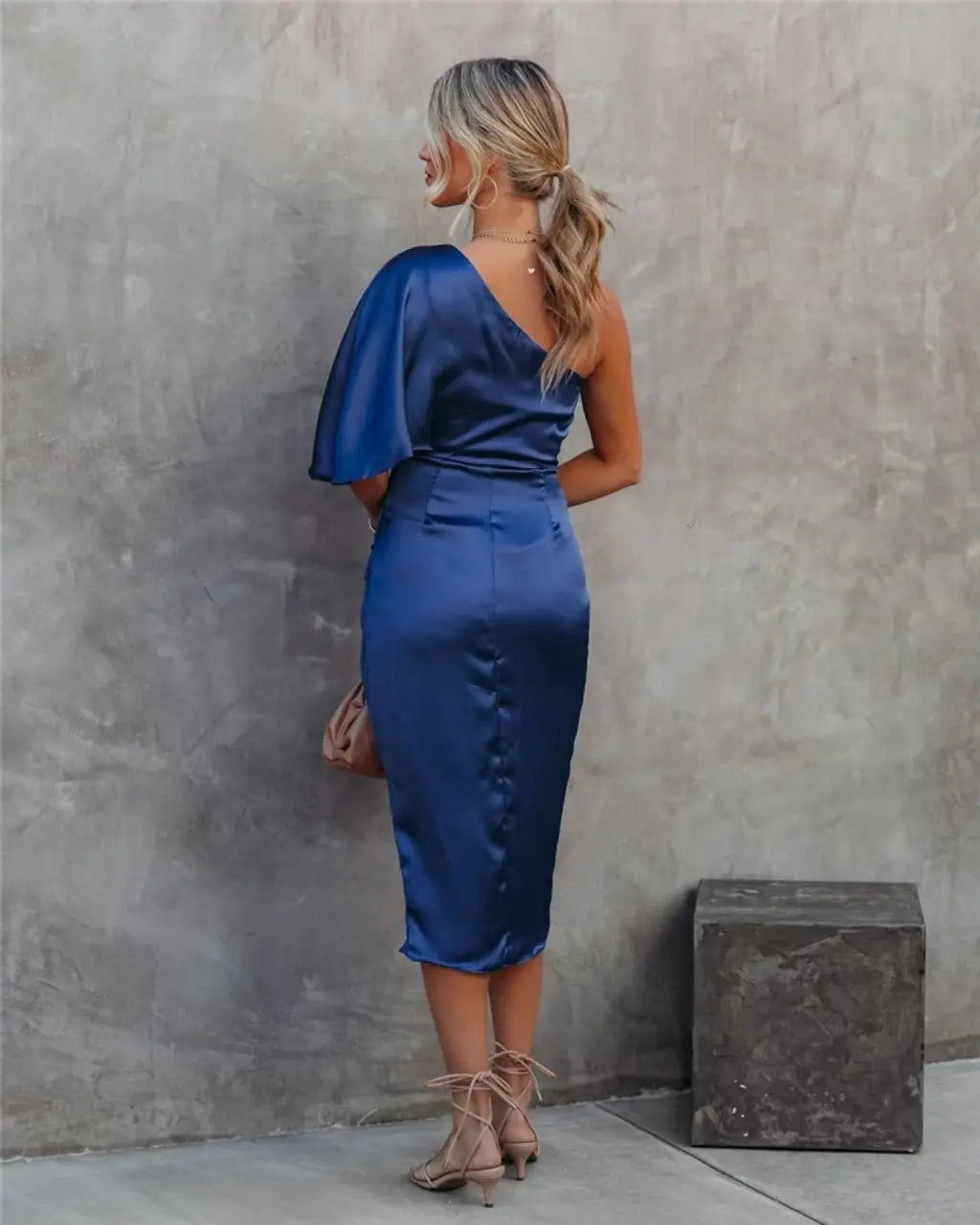 Damen Kleid Ein-Schulter | Midi