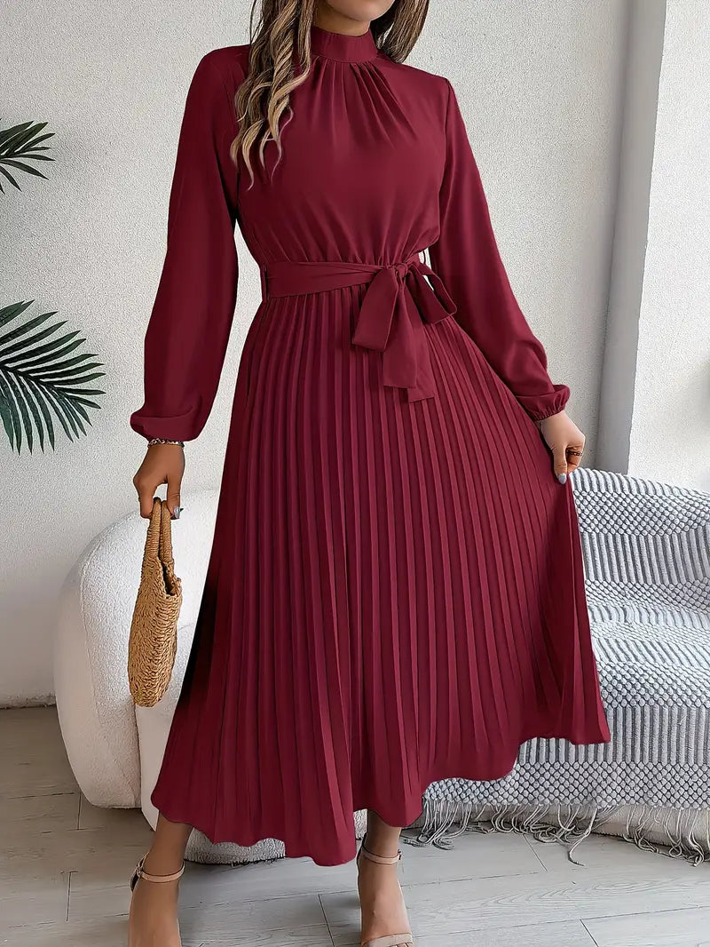 Damen Plissiertes Elegantes Kleid | Midi
