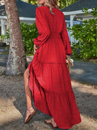 Damska Sukienka z Długim Rękawem | Warstwowa Maxi