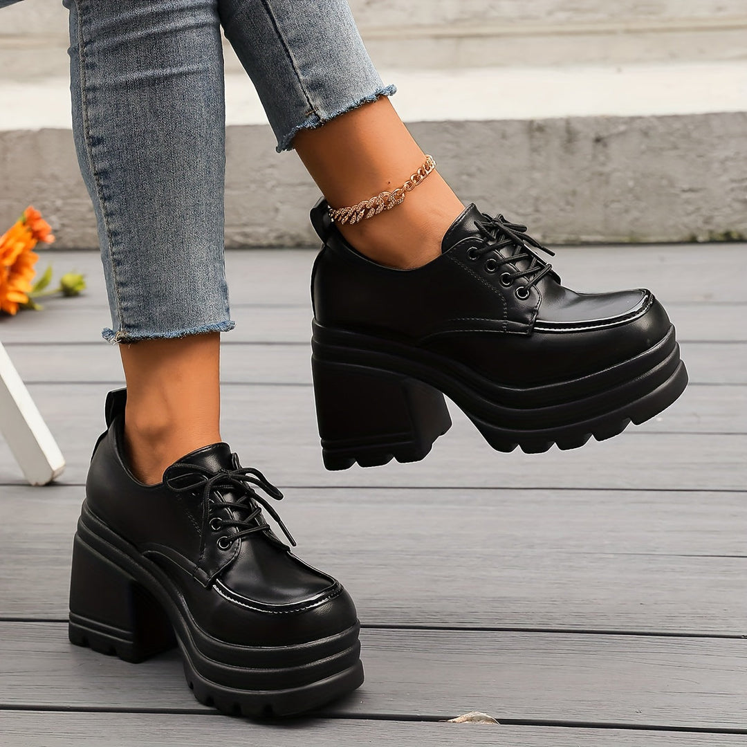 Damen Schnür-Schuhe mit Absatz | Plateau