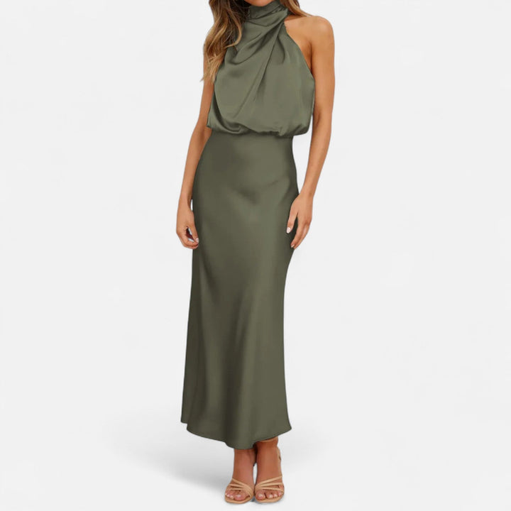 Damen Abendkleid mit hohem Ausschnitt | Maxi
