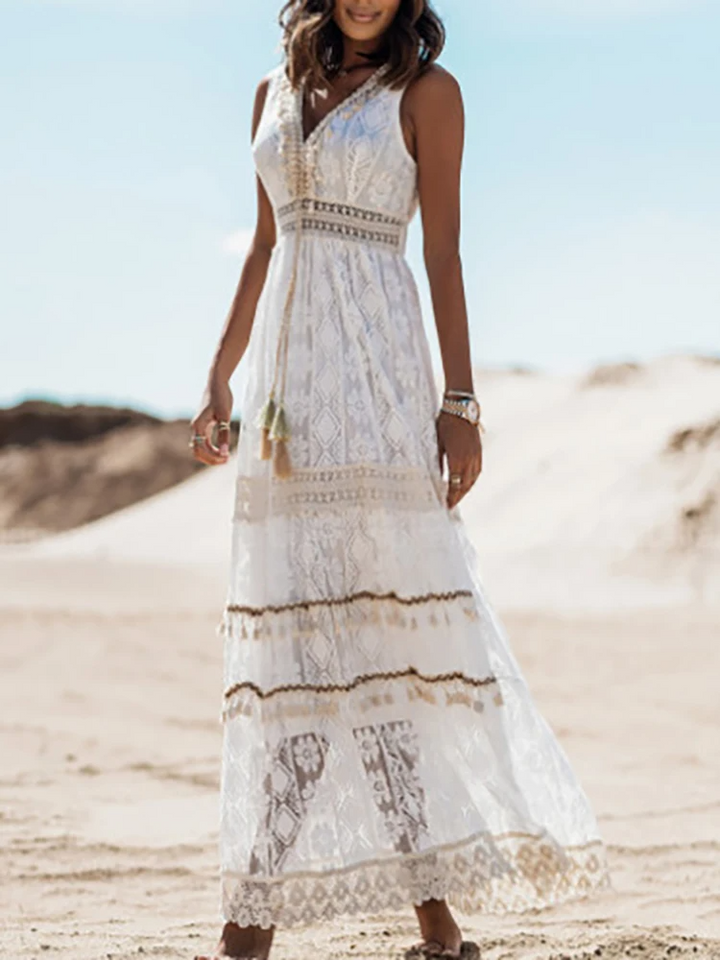 Damen Spitzenkleid Boho | Maxi