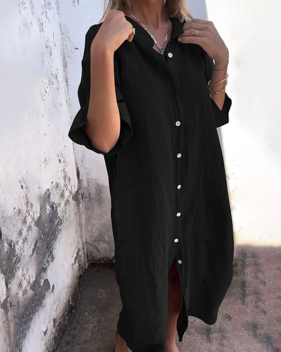 Women's Loose Shirt Dress | Midi