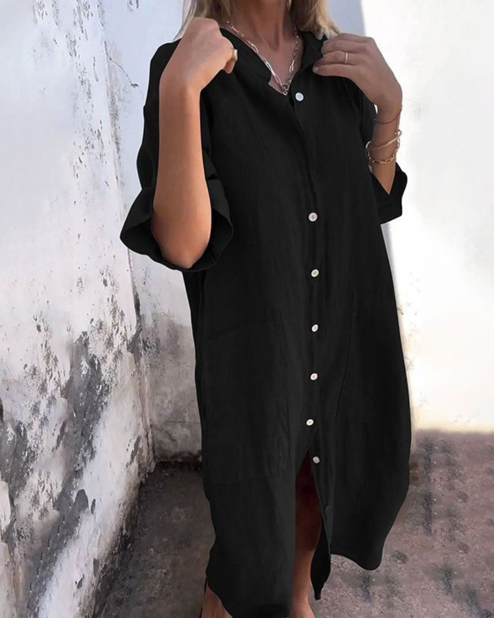 Women's Loose Shirt Dress | Midi
