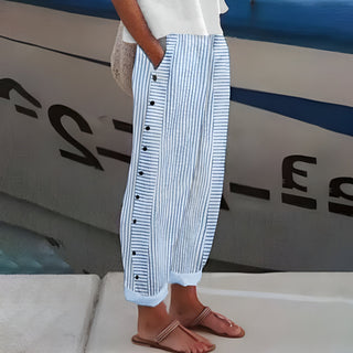 Women's Wide-Leg Pants with Buttons | Casual