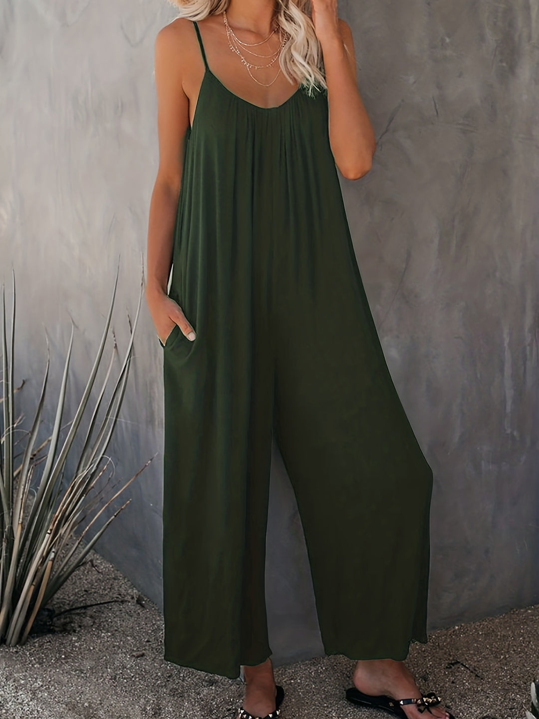 Women's Jumpsuit with Thin Straps | Wide Legs
