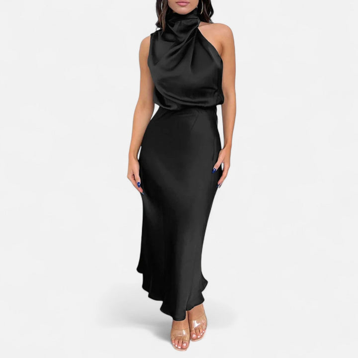 Damen Abendkleid mit hohem Ausschnitt | Maxi