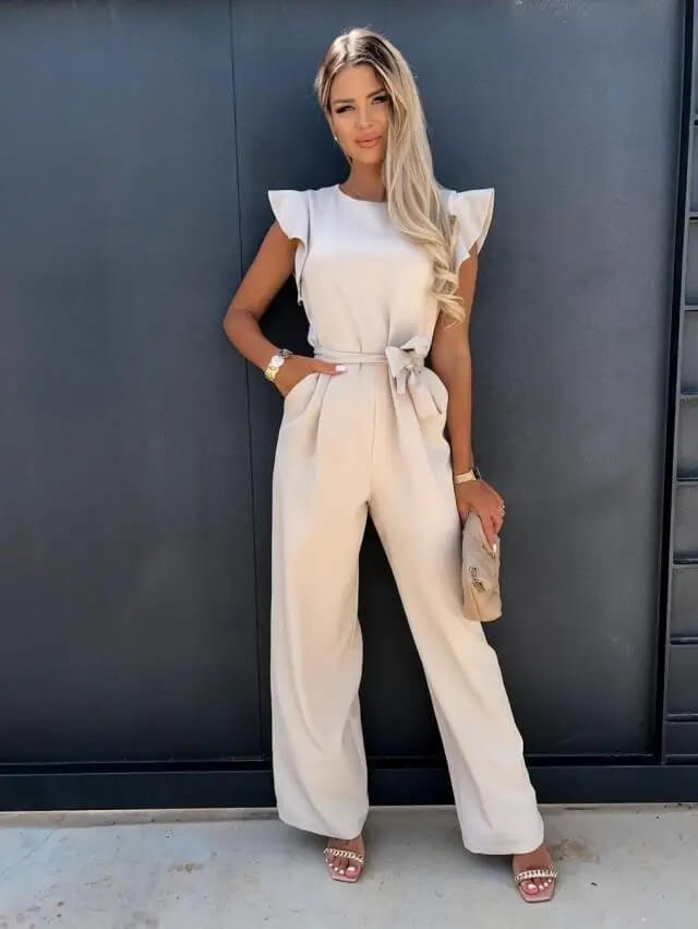 Men's Elegant Jumpsuit with Ruffles | Wide Legs