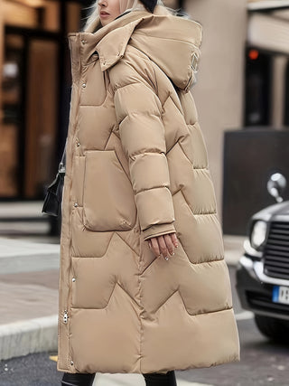 Damska Długi Płaszcz Zimowa | Pikowana