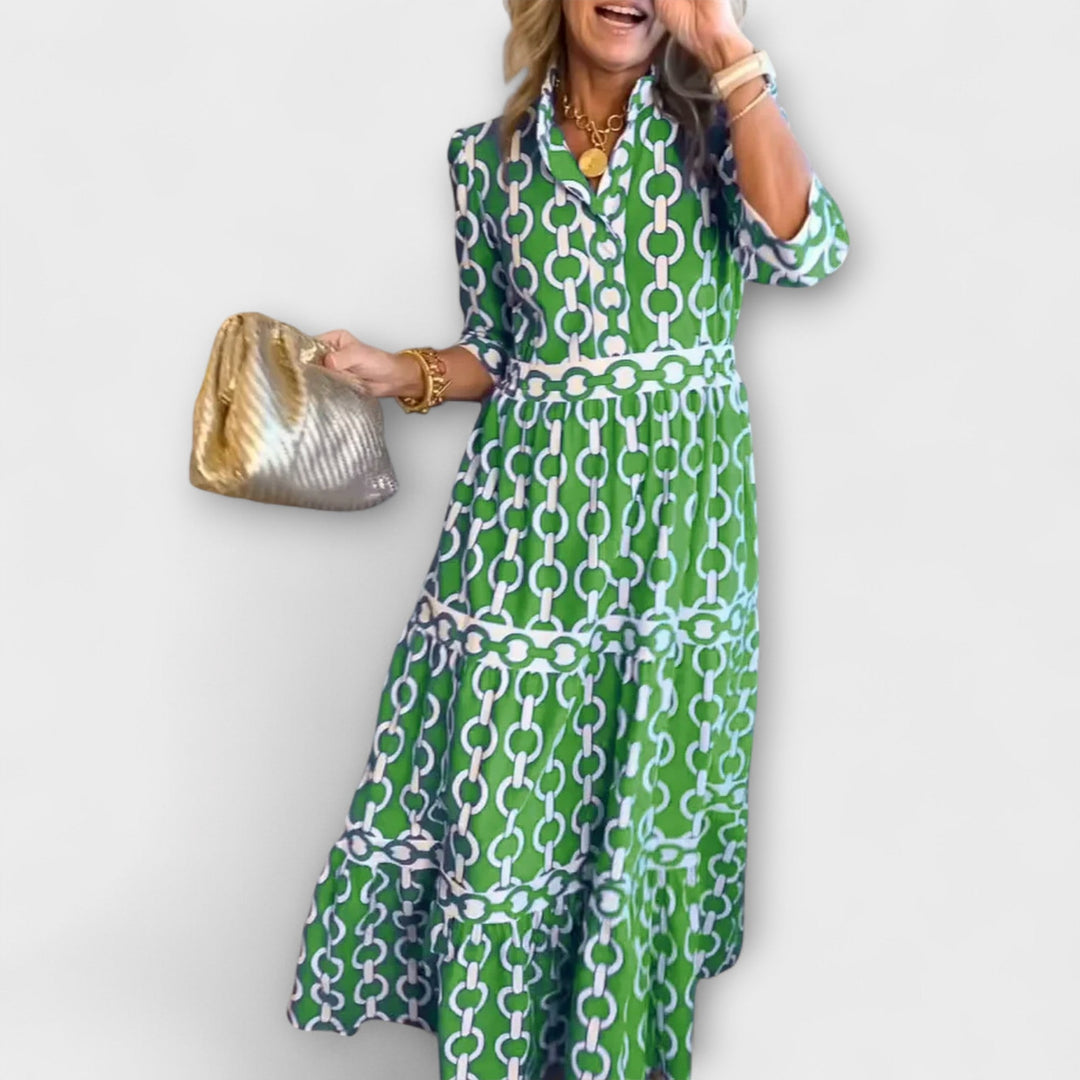 Damen Hemdblusenkleid mit 3/4-Arm | Midi